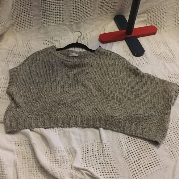Brunello Cucinelli Sequin Asymm Silk Crop Sweater - Picture 2 of 7